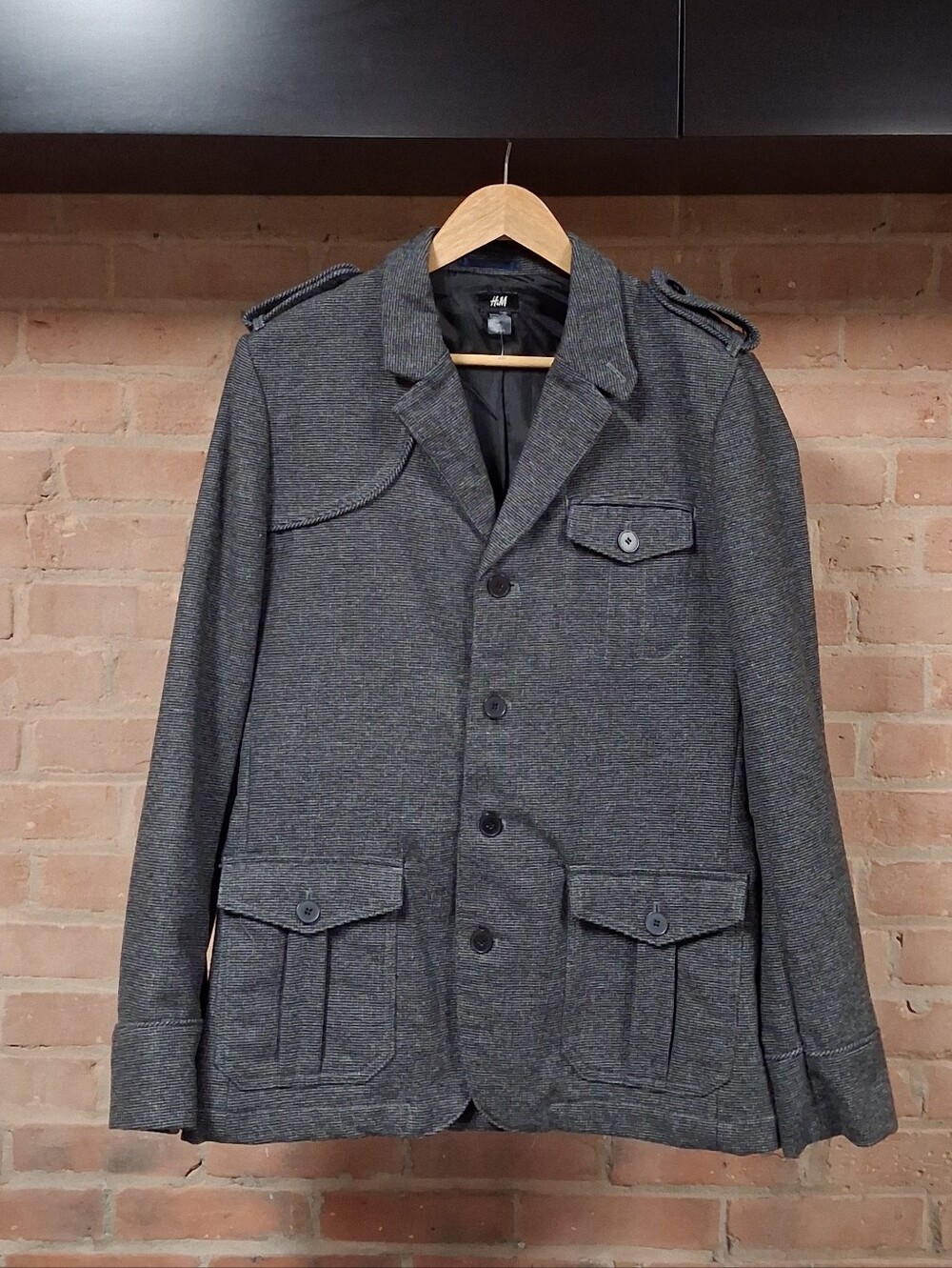 H&M Dark Charcoal Gray Military Field Jacket